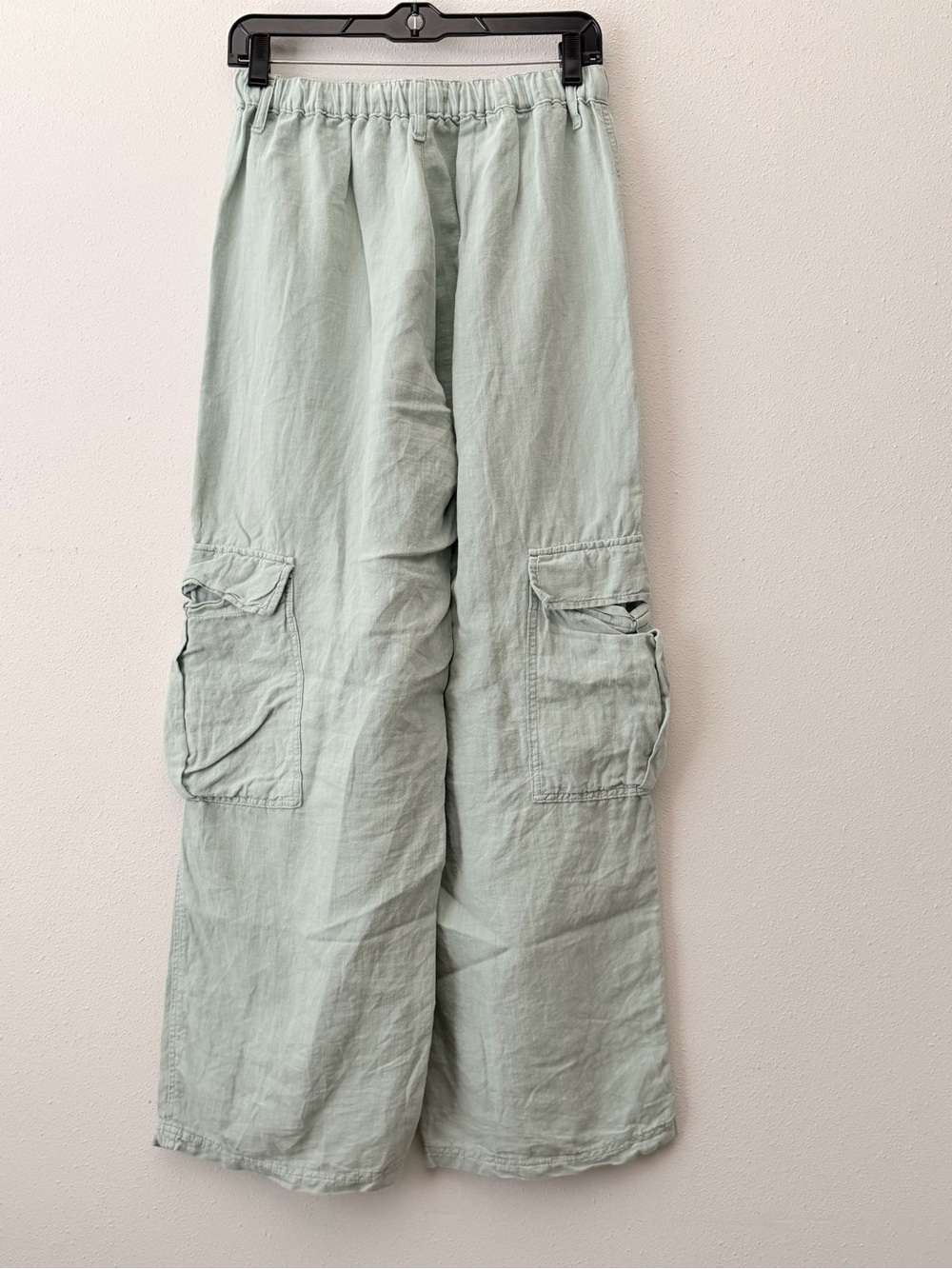 Urban Outfitters BDG Sage Green Linen Wide-Leg Cargo Pants with Drawstring - Picture 2 of 3